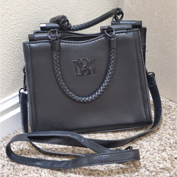 Badgley Mischka Handbags - Badgley Mischka Black Crossbody Tote with Braided Handles & Logo